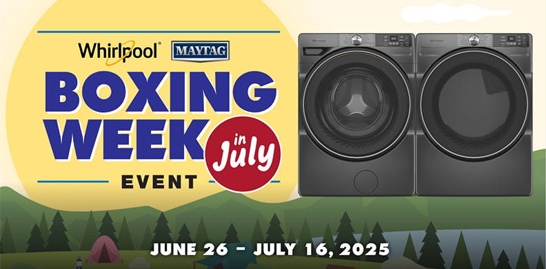 WHIRLPOOL AND MAYTAG LAUNDRY BOXING WEEK IN JULY
